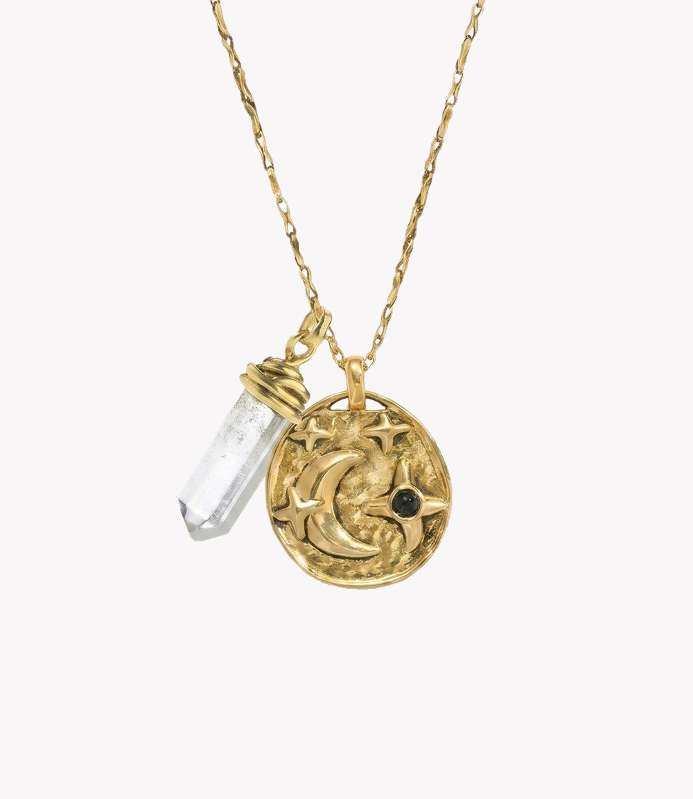 Signature necklace with moon and crystal pendants
