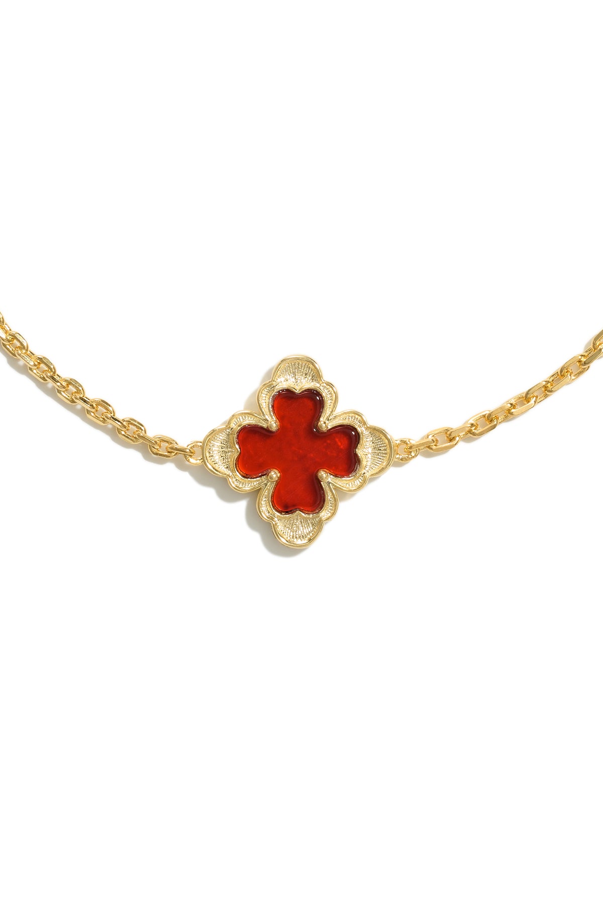 Classic Sacred Bloom Five-Motif Bracelet — Carnelian — bracelet detail on a white background