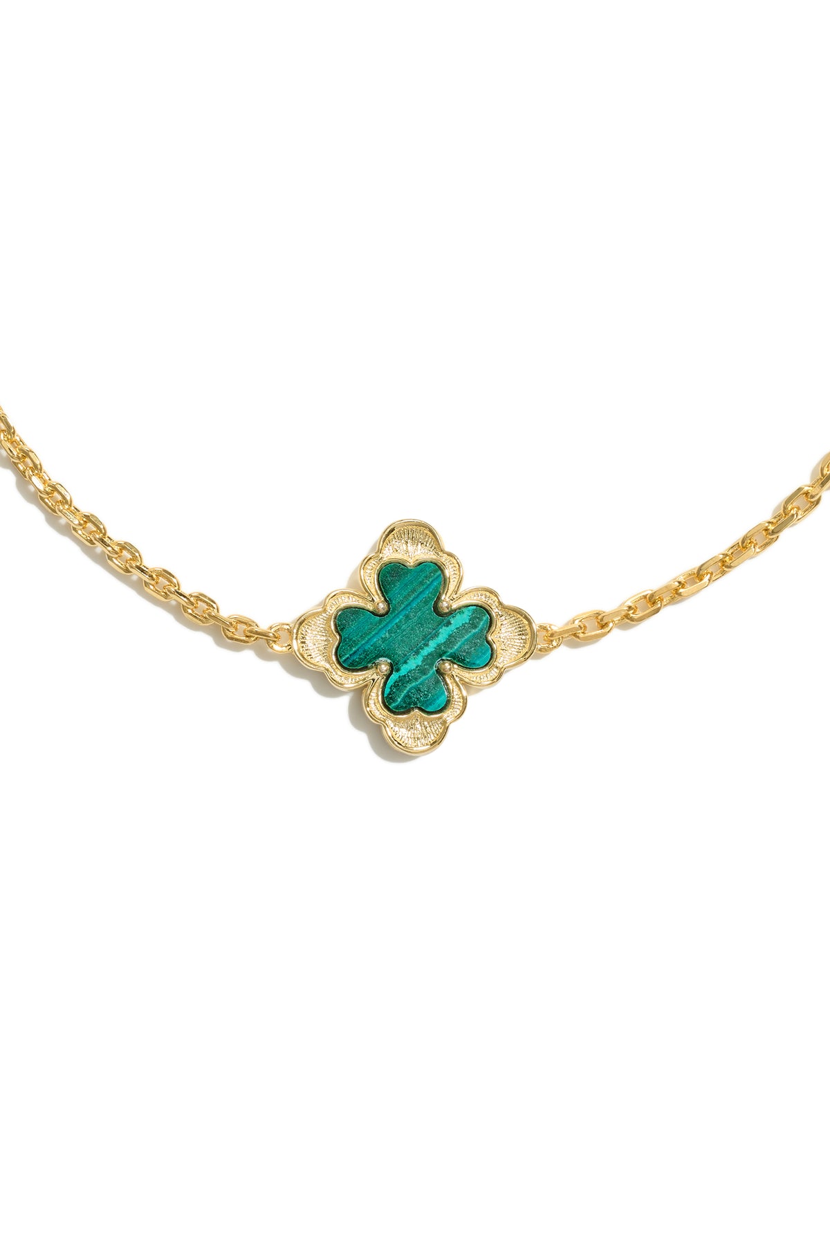 Classic Sacred Bloom Five-Motif Bracelet — Malachite — bracelet detail on a white background