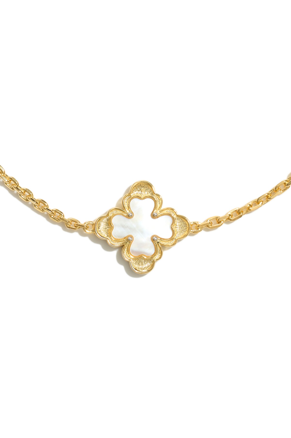 Classic Sacred Bloom Five-Motif Bracelet — Mother-of-Pearl — bracelet detail on a white background