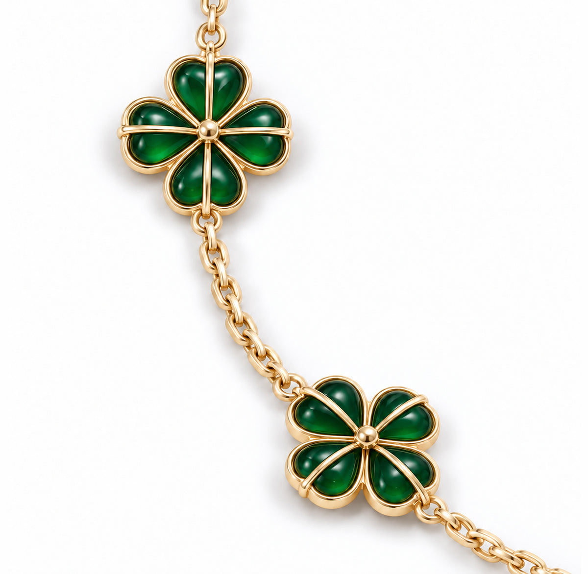 Crimson Totem Agate Five-Motif Bracelet — Green Agate — bracelet detail on a white background