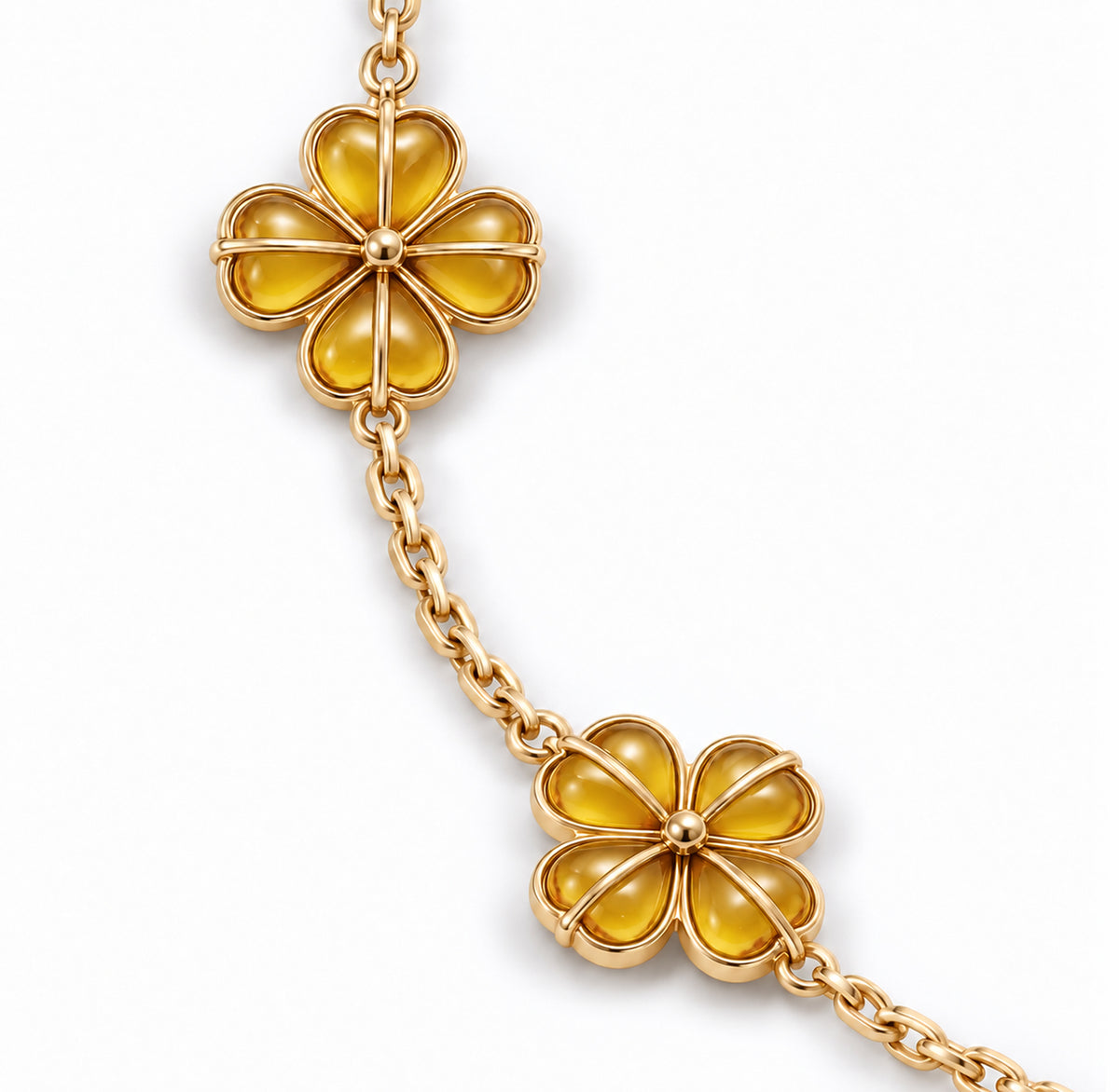 Crimson Totem Agate Five-Motif Bracelet — Citrine — bracelet detail on a white background