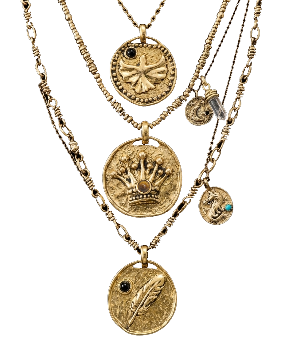 Layered Sanctura talisman necklaces